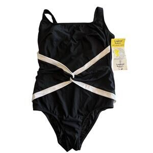 Vtg Longitude swimsuit size 24 one piece Lil black Suit NWT - See Measurements